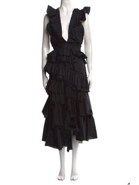 ULLA JOHNSON BLACK RUFFLE DRESS - SIZE XS - PERFECT CONDITION